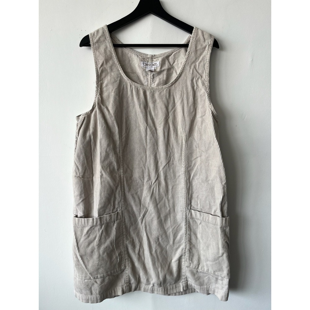 Vintage Cherokee Tunic Dress Womens Large Corduroy Pocket Sleeveless Work Jumper